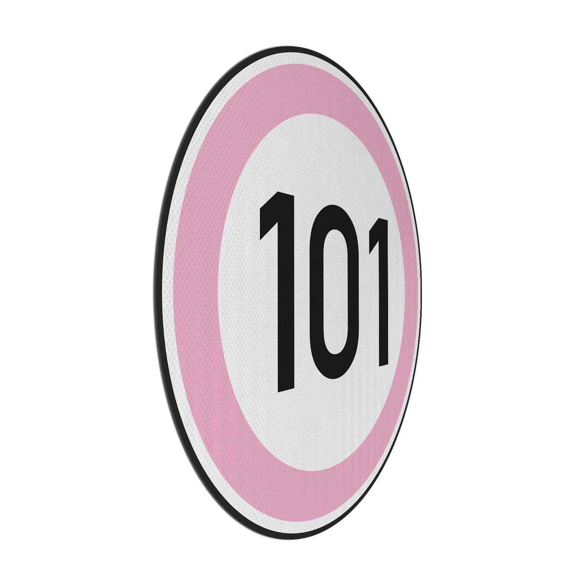 Speed Limit 101 Sign Speed limit 101 (pink) street sign – Signed